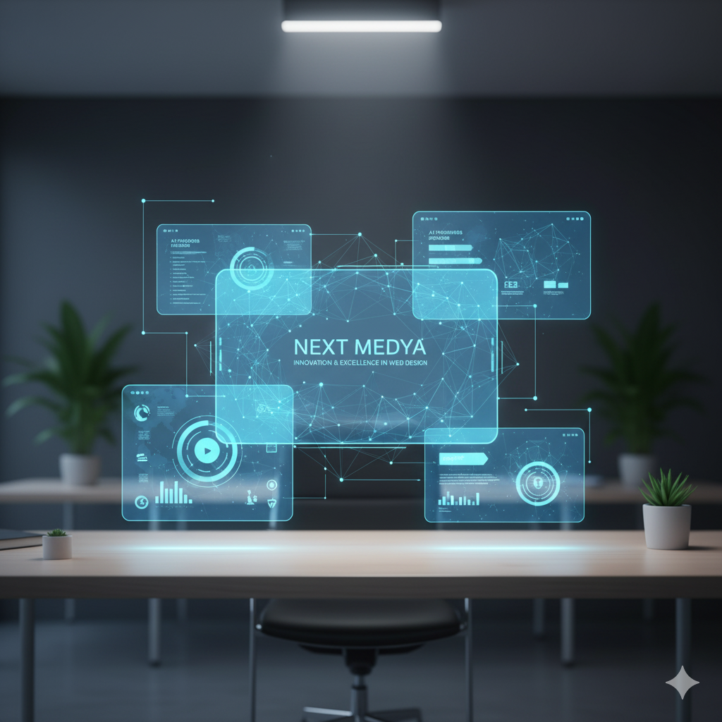 2025 web tasarım trendlerinden mobil uyumluluğun (responsive design) önemini anlatan, bir web sitesinin masaüstü bilgisayar, tablet ve akıllı telefonda nasıl göründüğünü gösteren bir görsel.